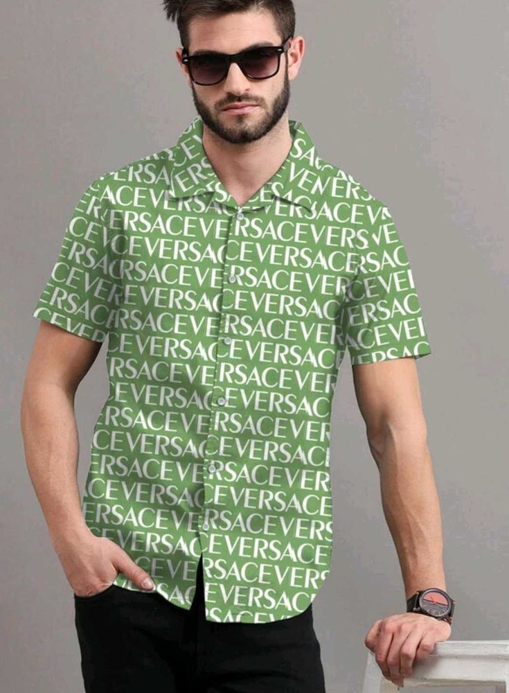 Free Shipping...Versace Printed Mens Casual Shirt