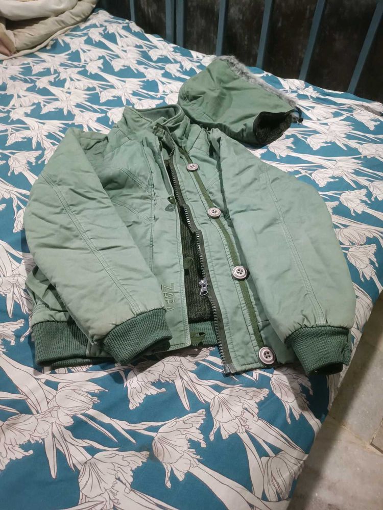 Hooded Light Green Jacket