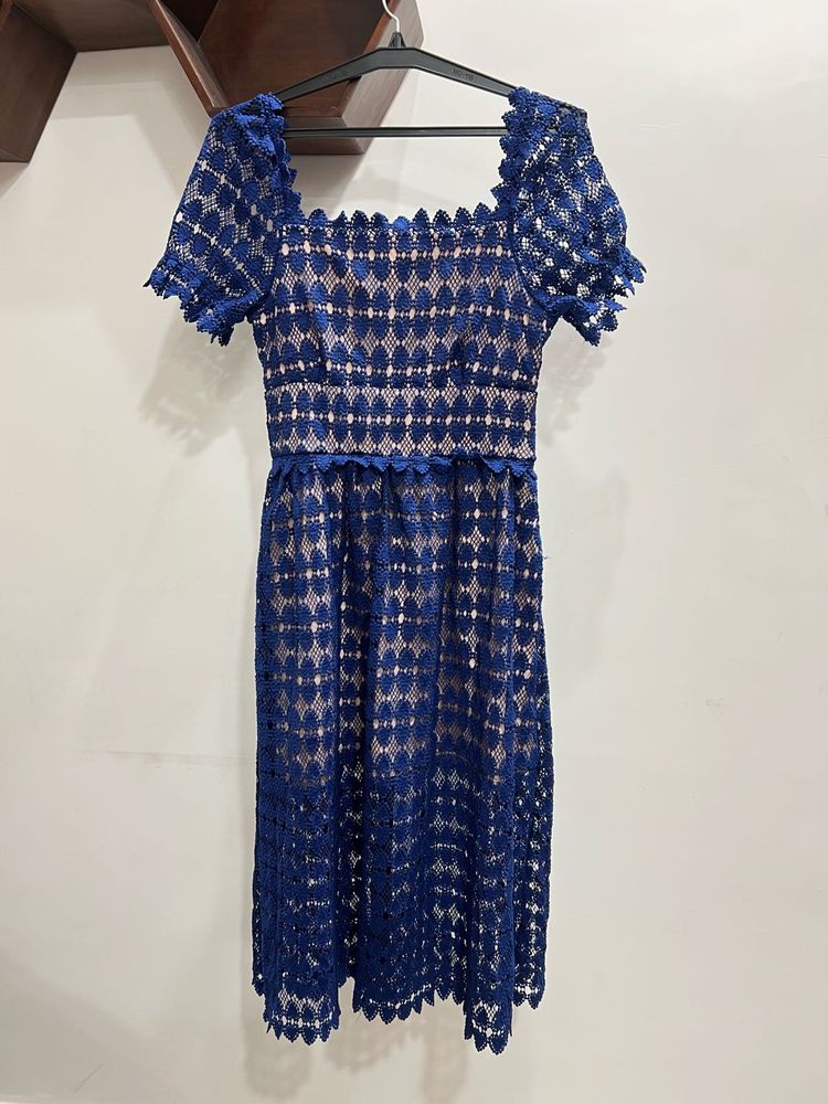 Navy Lace Midi Dress