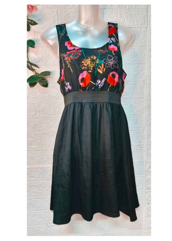 Floral Top Black Dress