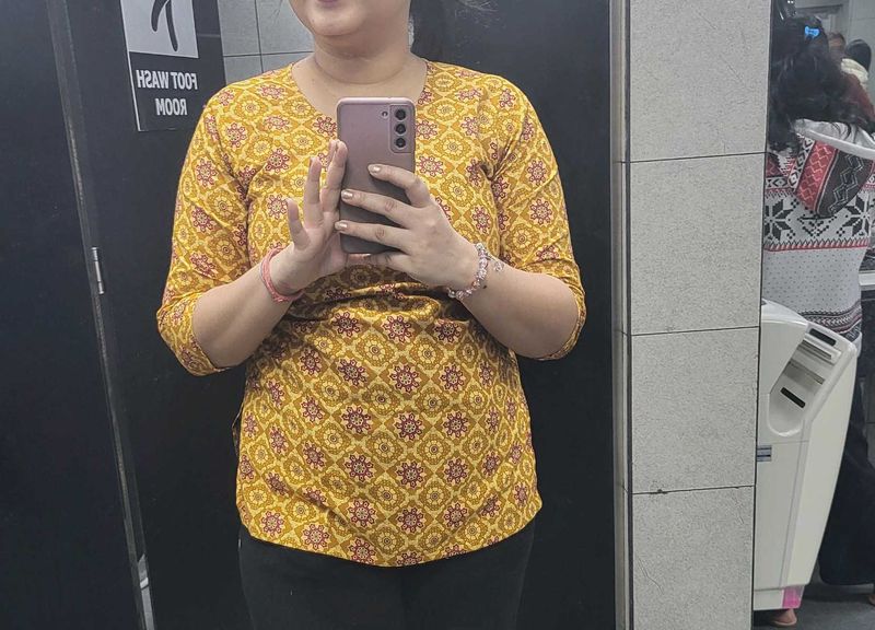 Patterned Mustard Top