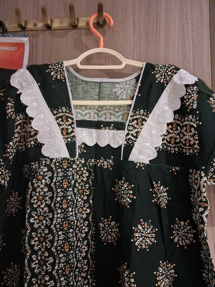 Green Floral Print Nighty