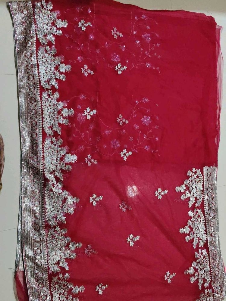 Rose Embroidered Net Saree