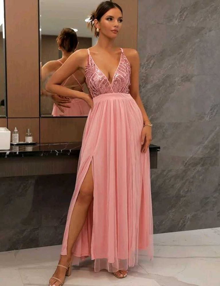 Pink Sequin Maxi Dress