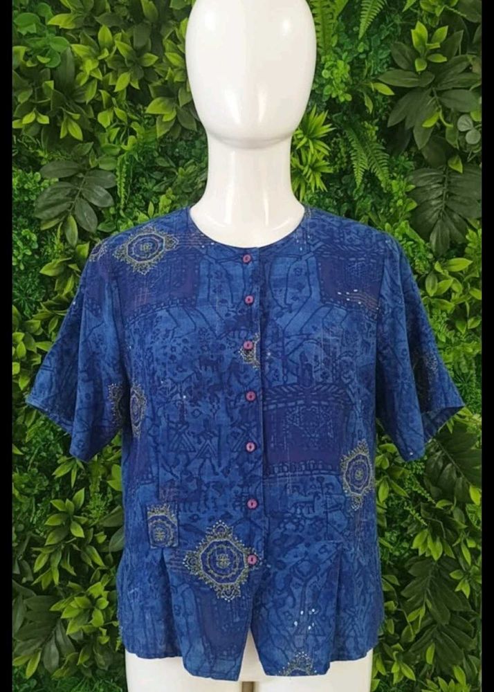 Printed Blue Top