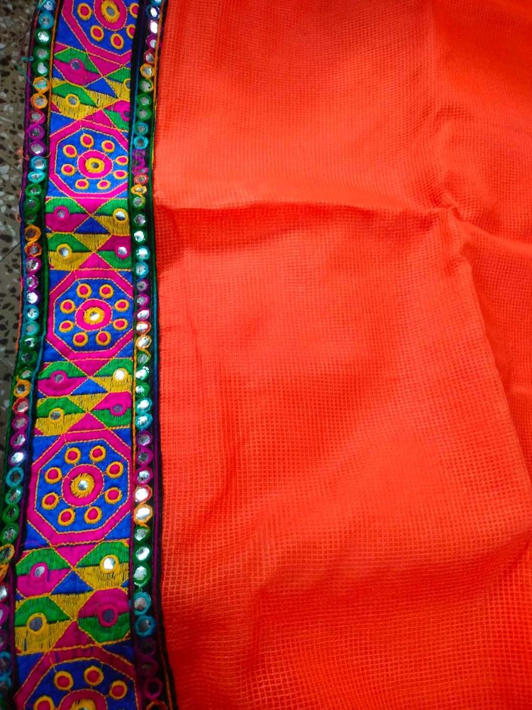 Orange Embroidered Saree