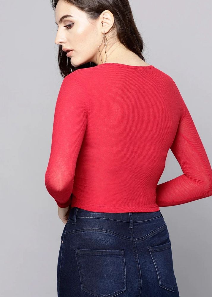 Red Long Sleeve Top
