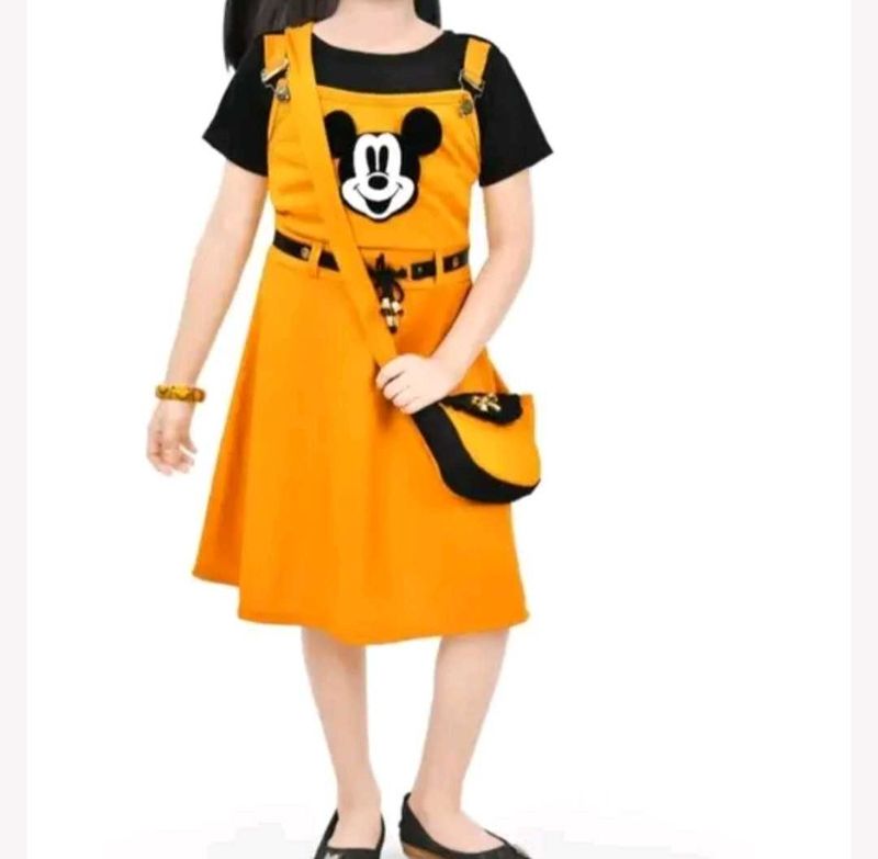 Girls Yellow Mickey Dress with Purse