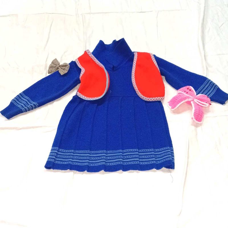 💙❤️Cute Blue Dress with Red Vest💙❤️