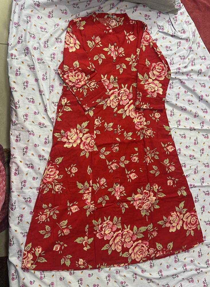 Red Floral Print Top