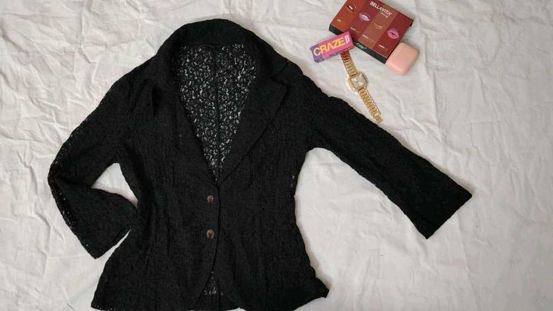 Elegant Black Lace Blazer