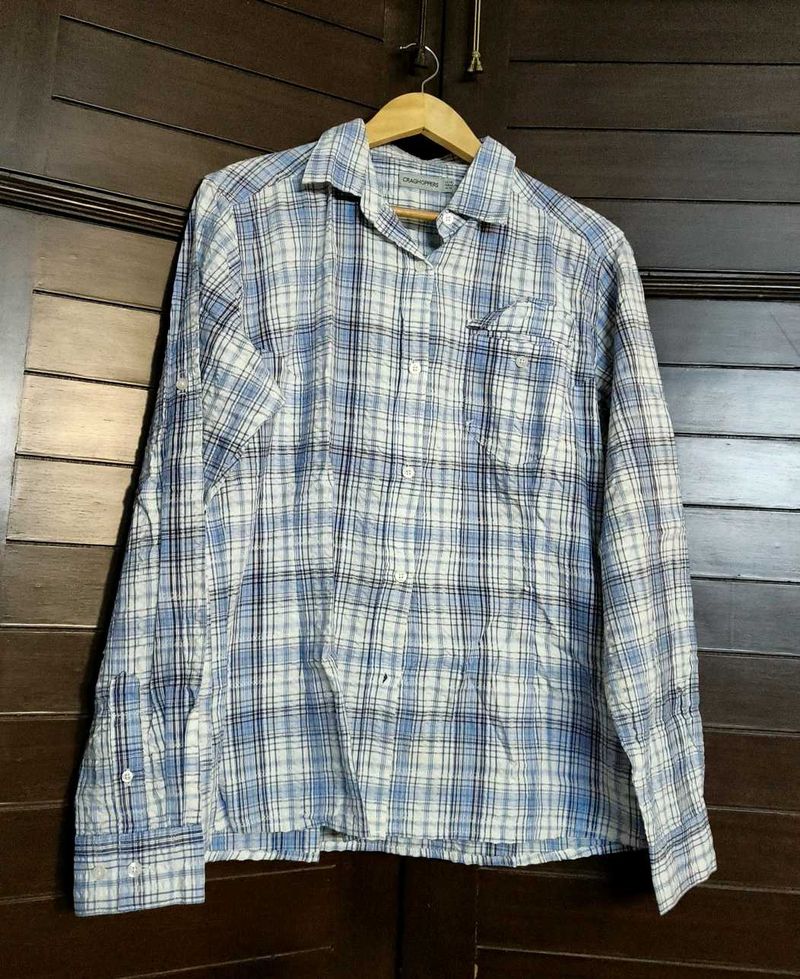 Craghoppers Women Blue Checks Cotton Shirt