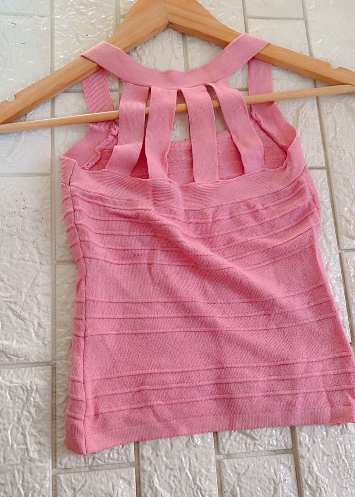 Pink Cut Out Crop Top