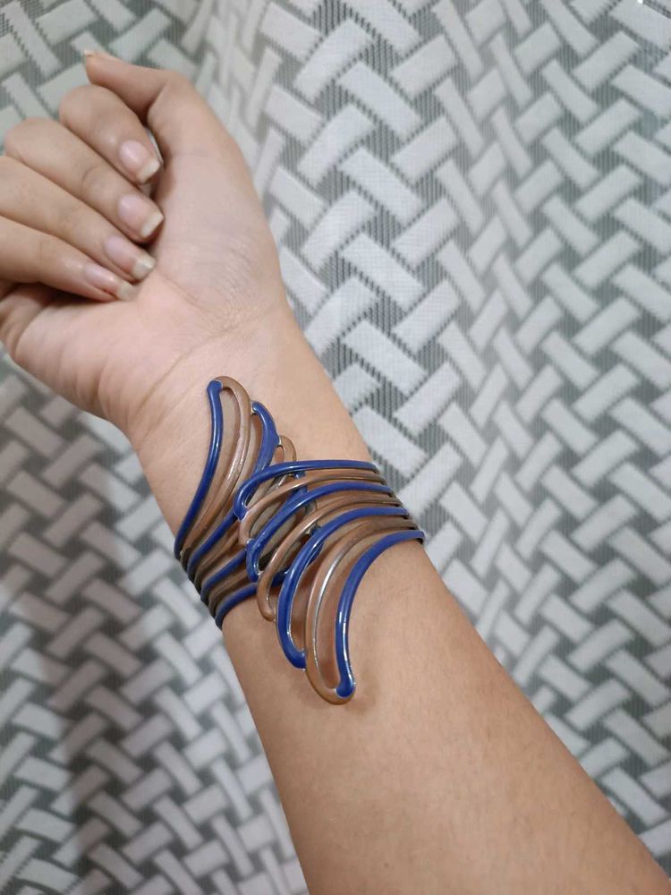 Unique Two-Tone Bangle Bracelet