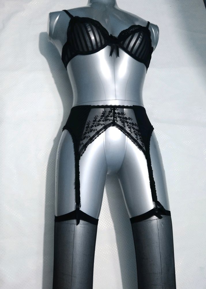(456)Bra Garter Belt Stockings Set