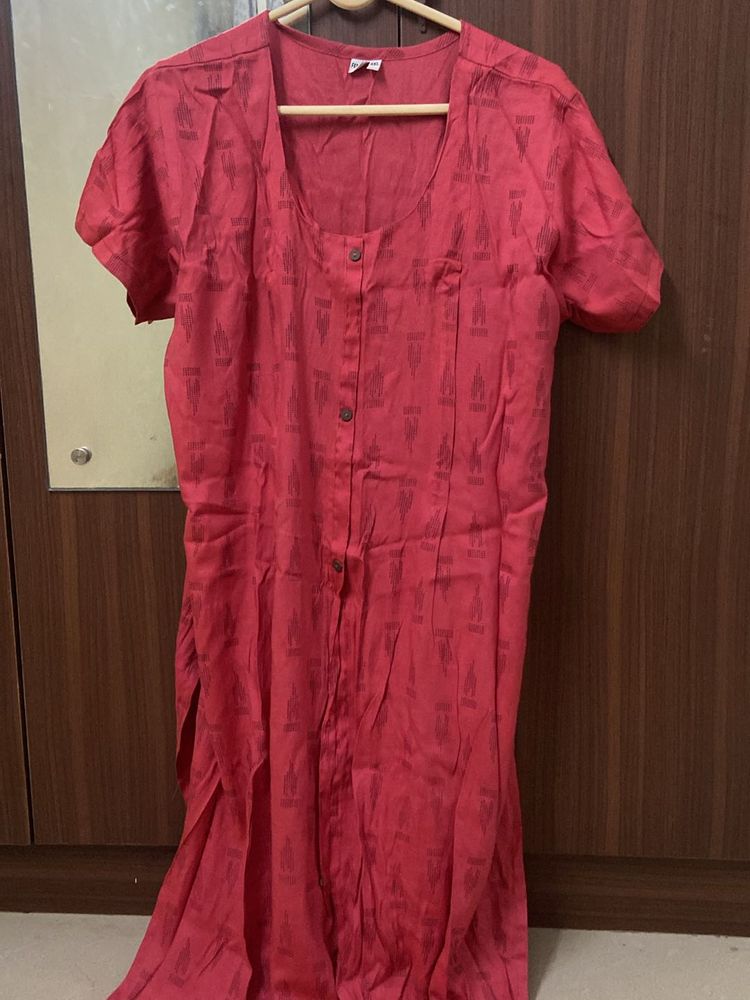 Coral Button-Up Dress