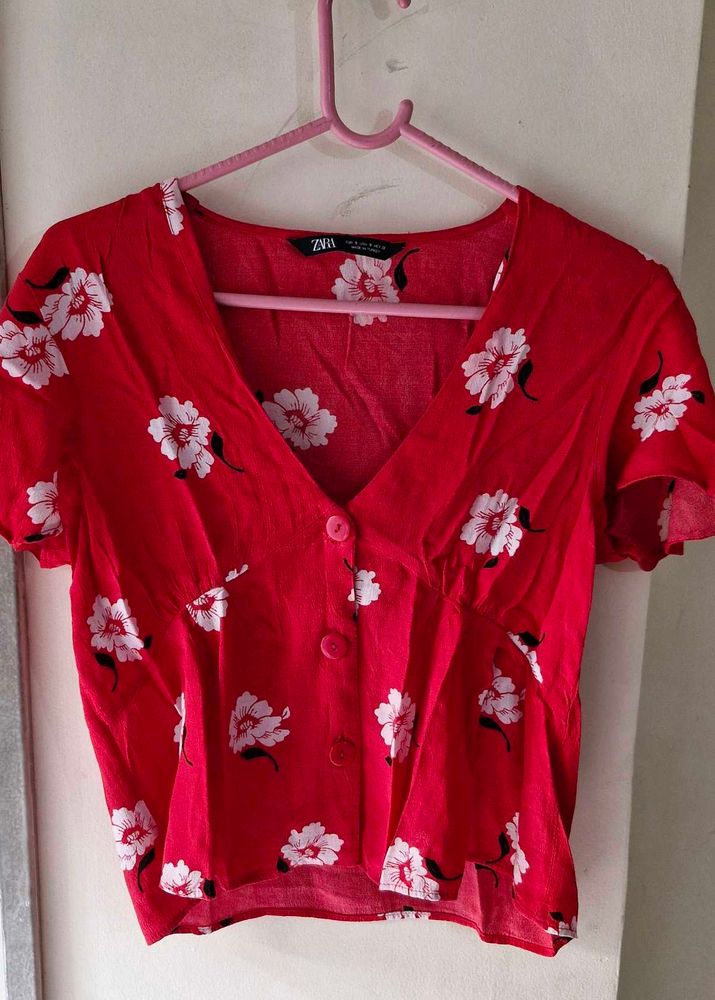 ZARA Floral Casual Top