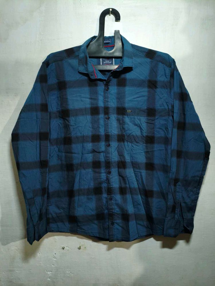 Black &amp; Bluish Grey Checked Shirt