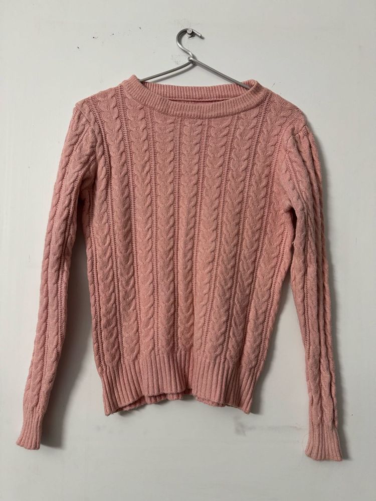 Pink Cable Knit Sweater