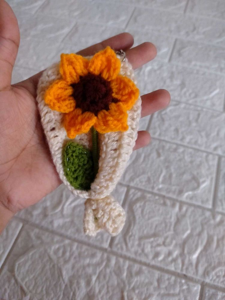 Sunflower Crochet Keychain