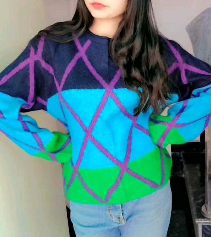 Colorful Geometric Knit Sweater