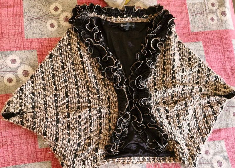 black woolen Poncho style sweater