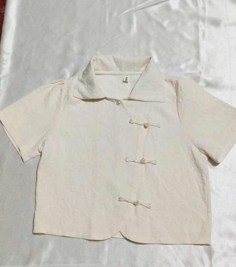 Vintage-Inspired Ivory Button-Up