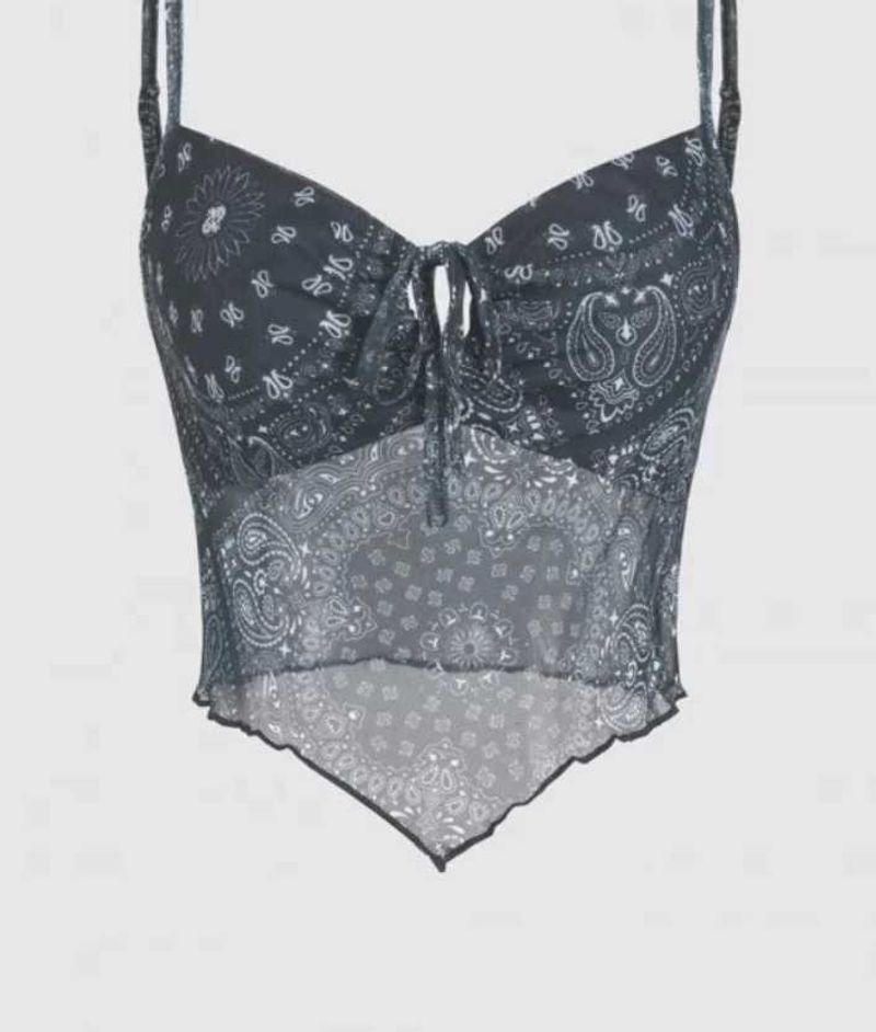 Aztek Knotted Sheer Crop Cami Top