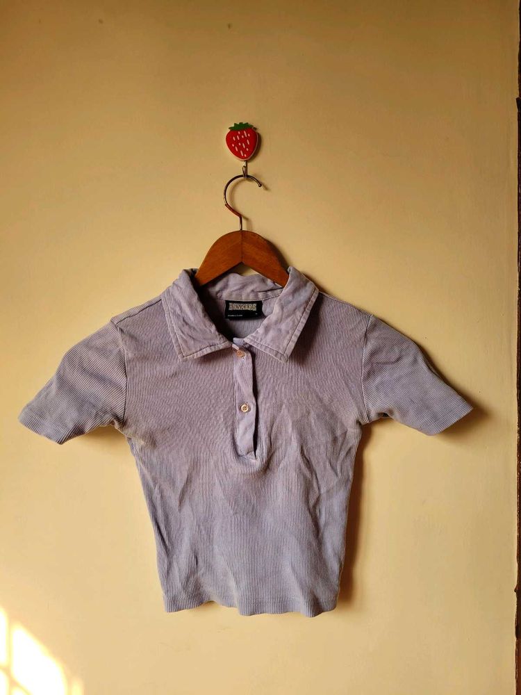 Bonkers Corner Ribbed Cropped Polo Top (XS)