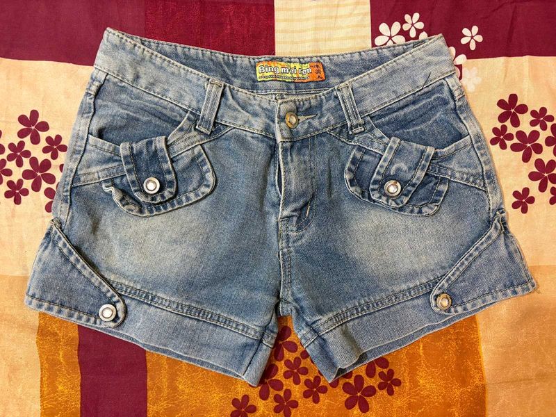 Y2k Low Waist Denim Shorts