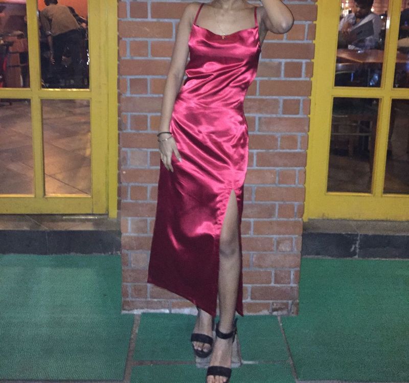 Ruby Red Satin Dress