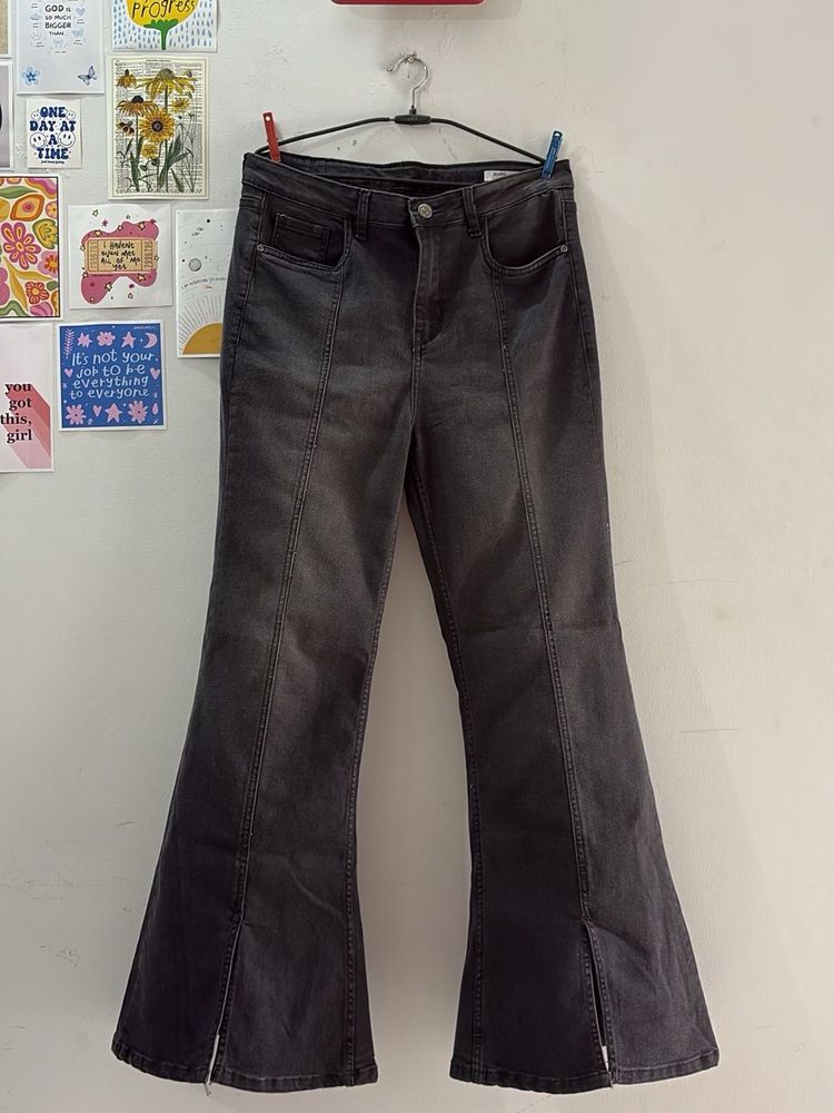 Vintage Style Bootcut Jeans - Grey
