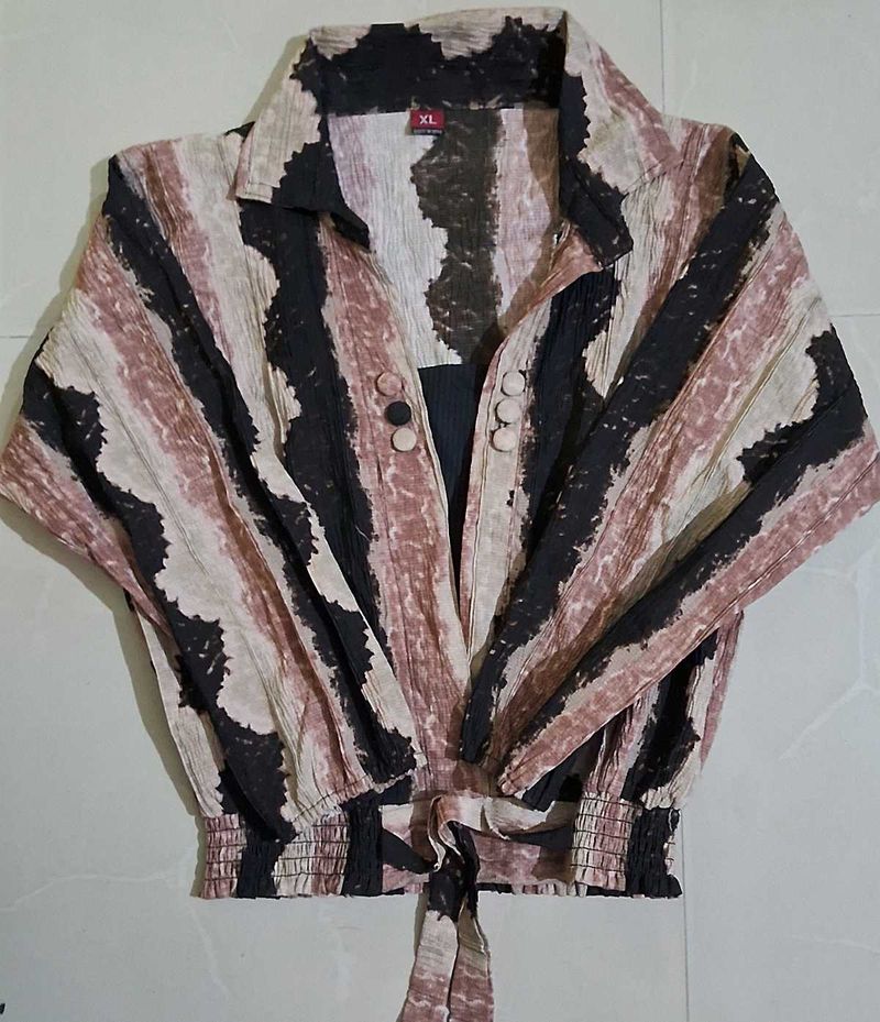 Striped Tie-Front Blouse
