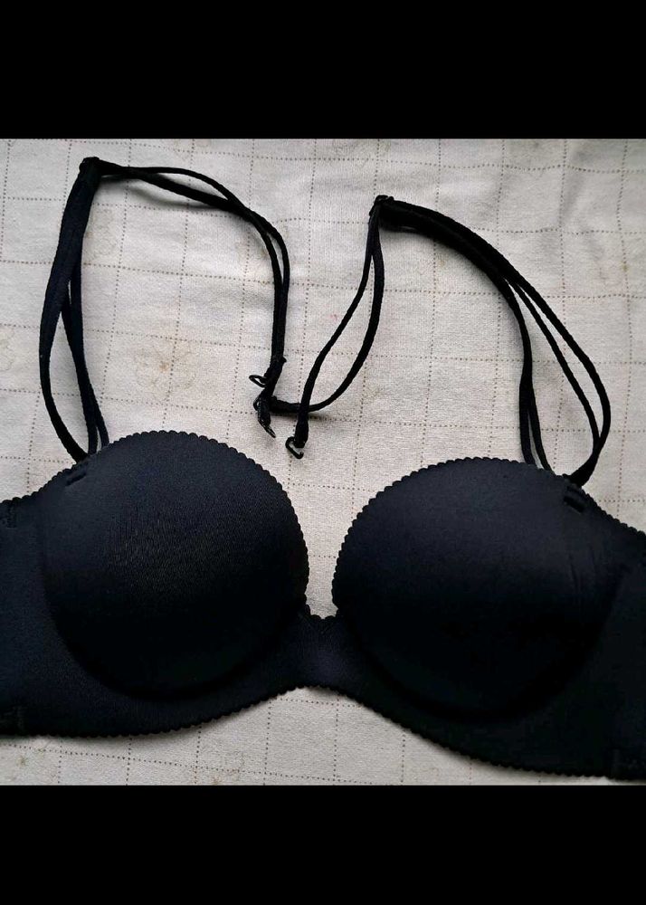 Black padded push up bra
