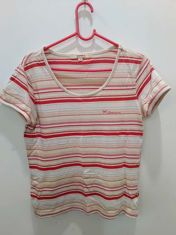 Striped Scoop Neck Tee
