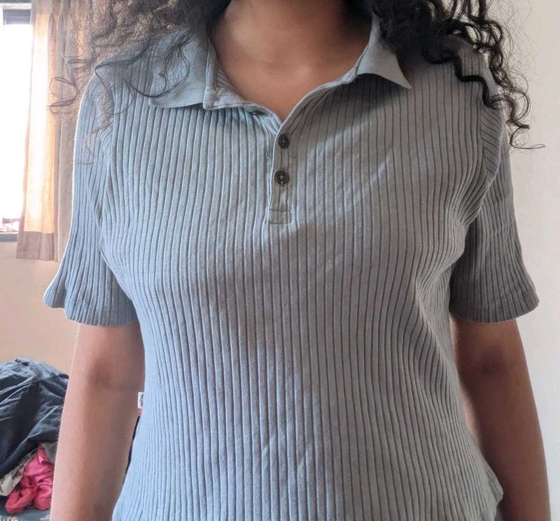 Ribbed Polo Top