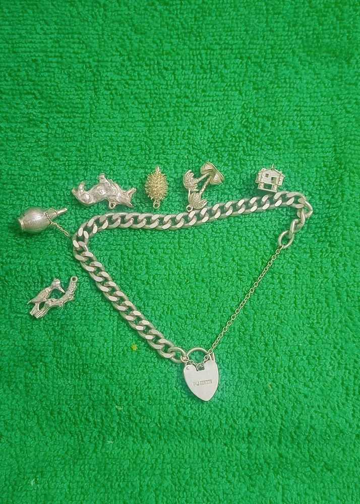English Hallmared Silver Charm Bracelet