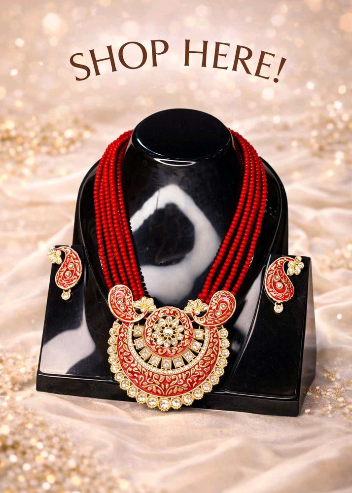 🌸 Red Kundan Jewellery Set 🌸