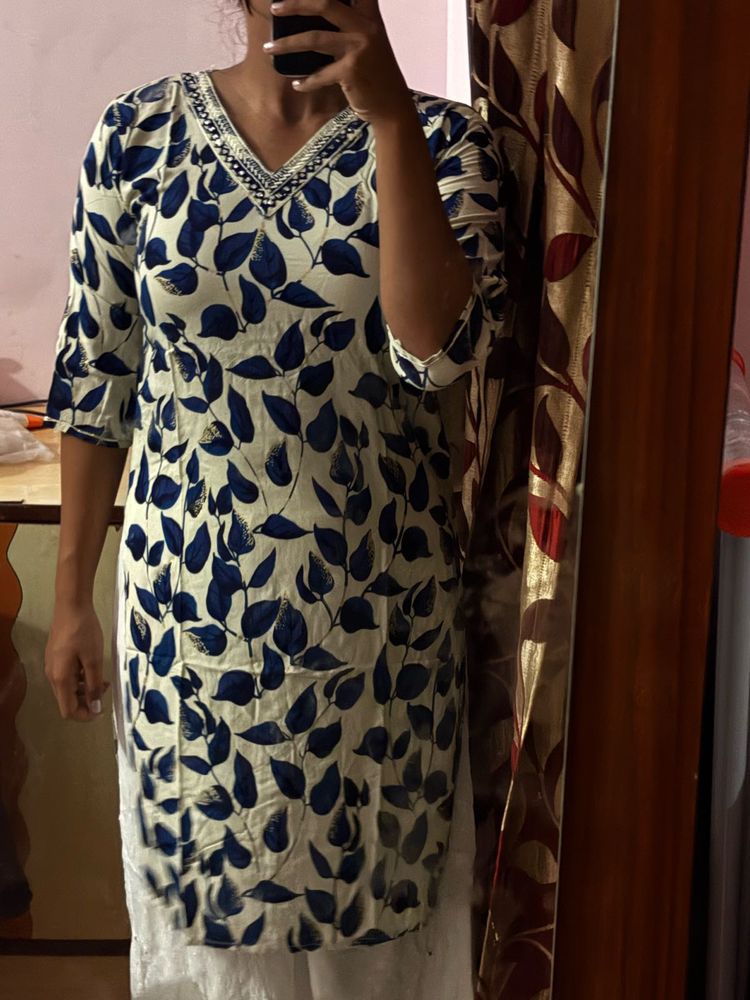 Blue Floral Print Kurta