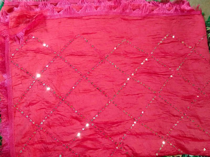 Hot Pink Sequined Dupatta