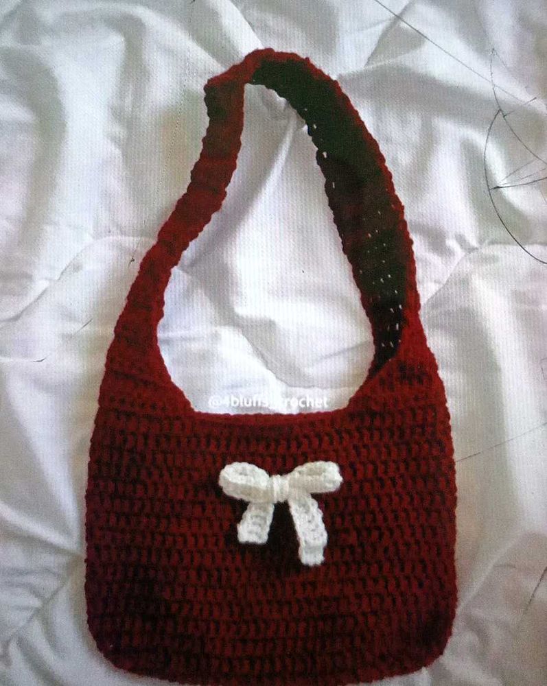 Crochet Hobo Bag with Bow