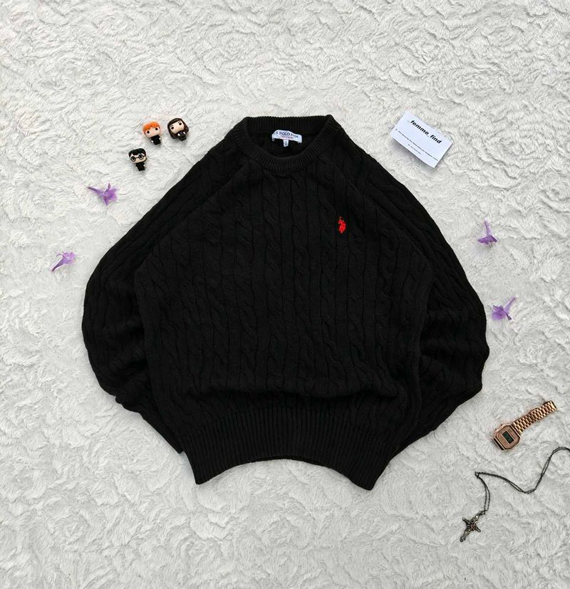 U.S POLO ASSN. Black Cable Knit Sweater