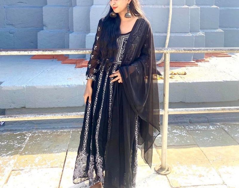 Black Embroidered Anarkali