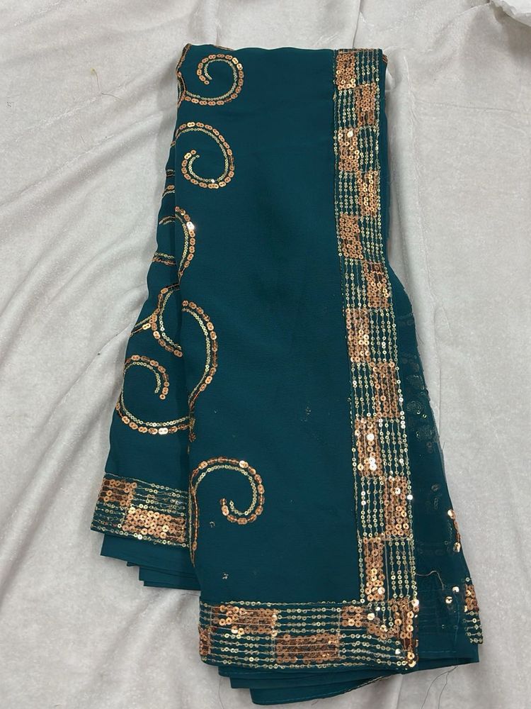Elegant Green Sequin Saree