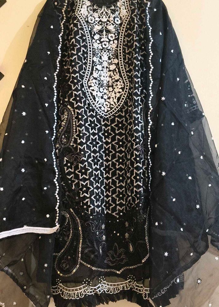Black Embroidered Pakistani Suit