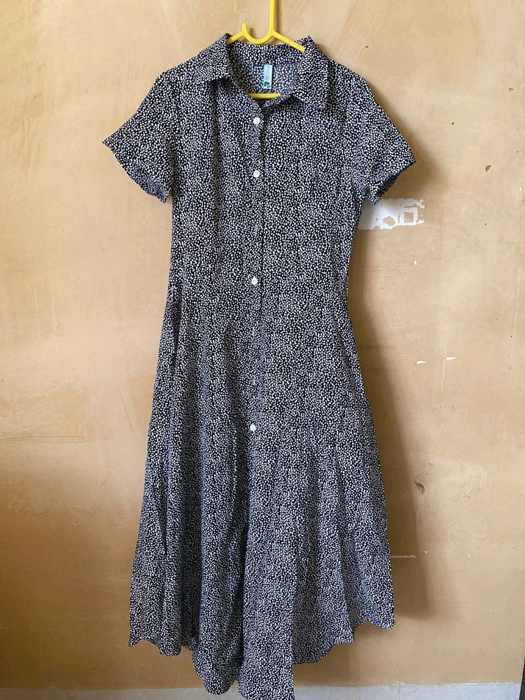 Abstract Waist Tie Up Dress