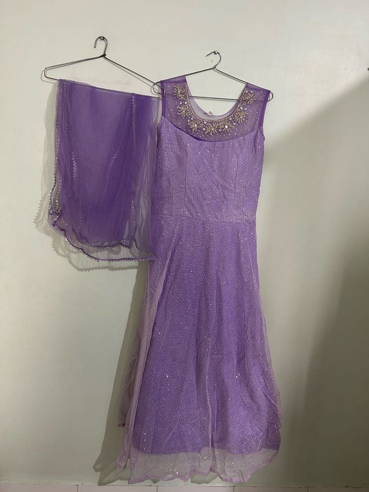 Purple Anarkali Kurta Set