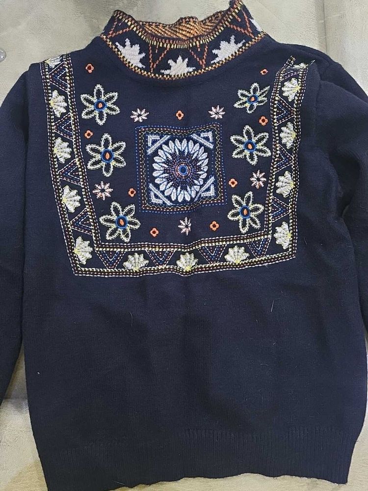 Embroidered Knit Pullover