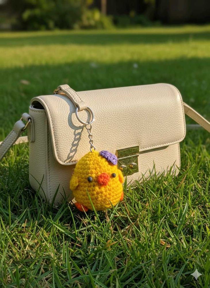 Cute Crochet Chick Keychain Charm
