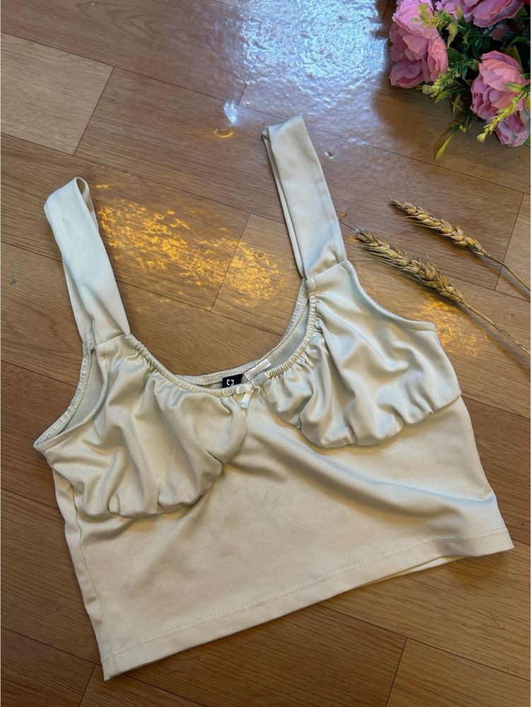 Satin Milkmaid Crop Top